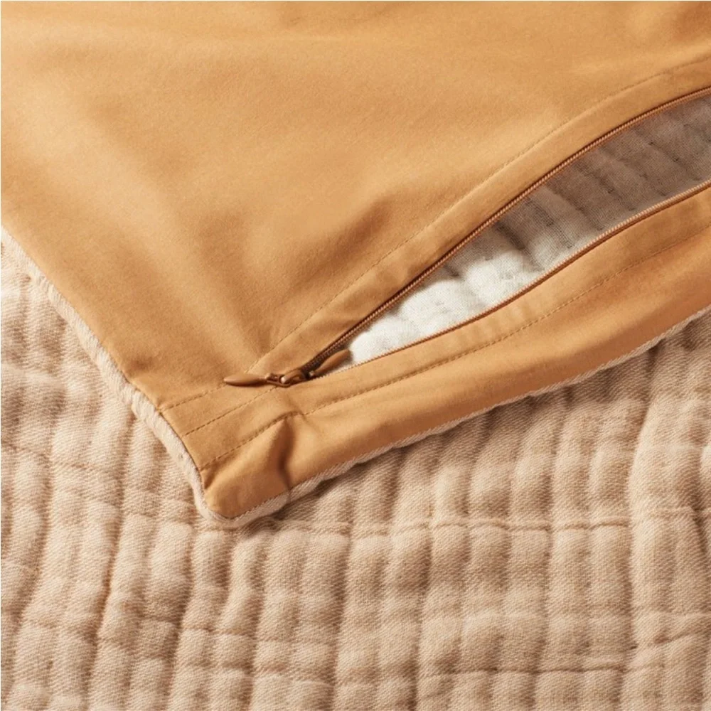 King reversible textured cotton chambray sham natural warm brown casaluna